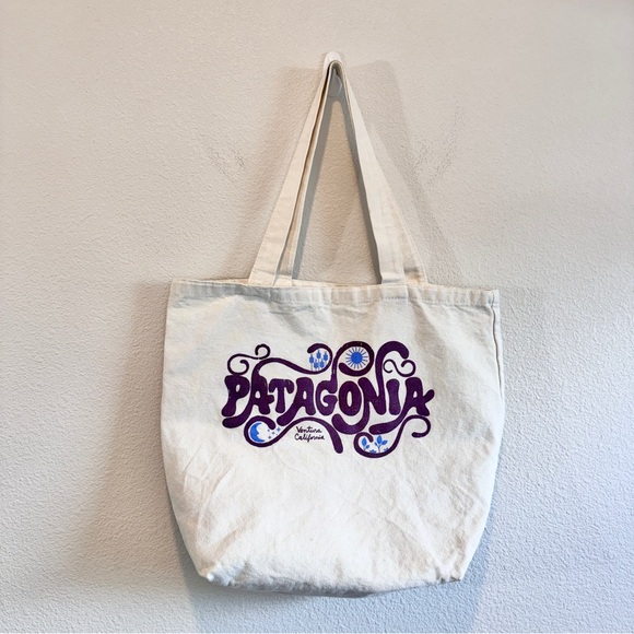 Coastal Preppy Gorpcore Patagonia Canvas Tote Bag Purple Logo Eco Carryall Totes - Picture 1 of 5